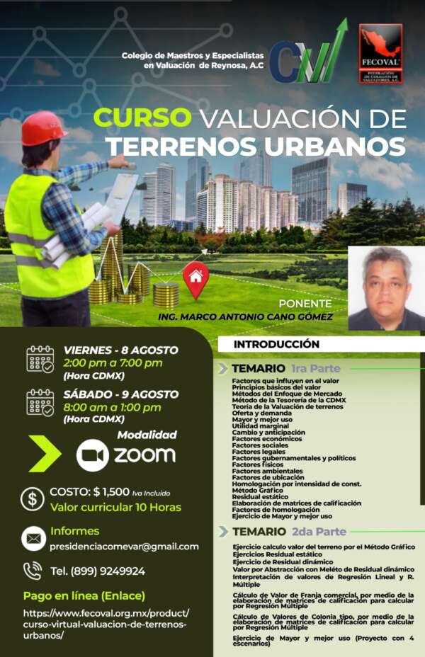Curso Virtual: "Valuación de Terrenos Urbanos" - Imagen 3